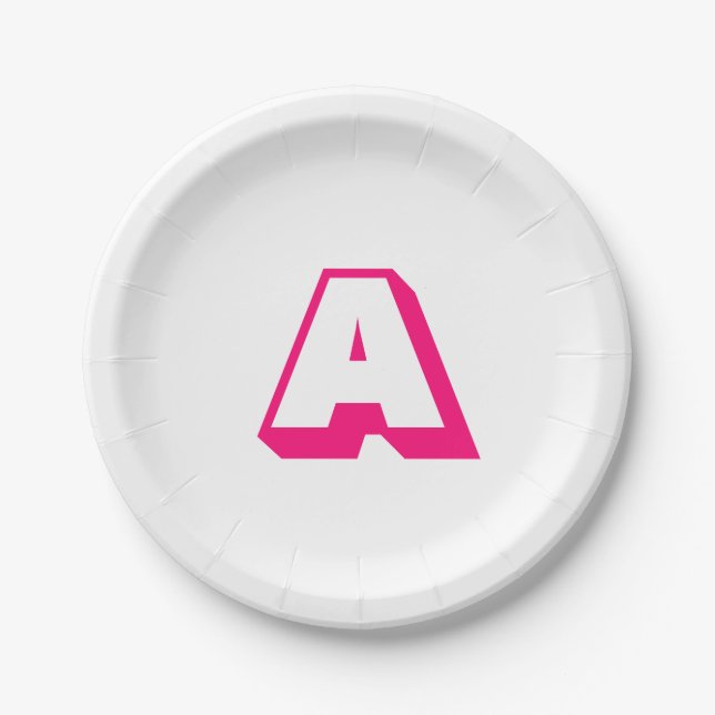 Customize, personalize alphabet initial monogram paper plate (Front)