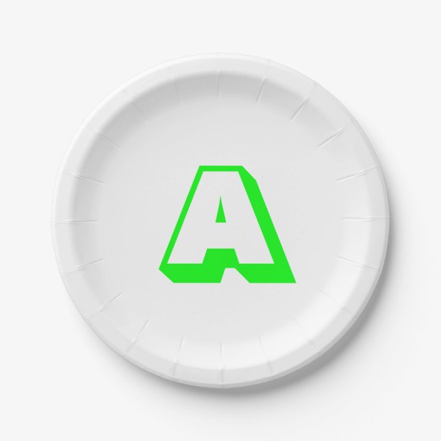 Customize, personalize alphabet initial monogram paper plate (Front)