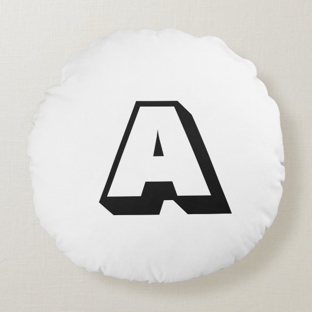 Customize, personalize alphabet initial monogram round pillow (Front)