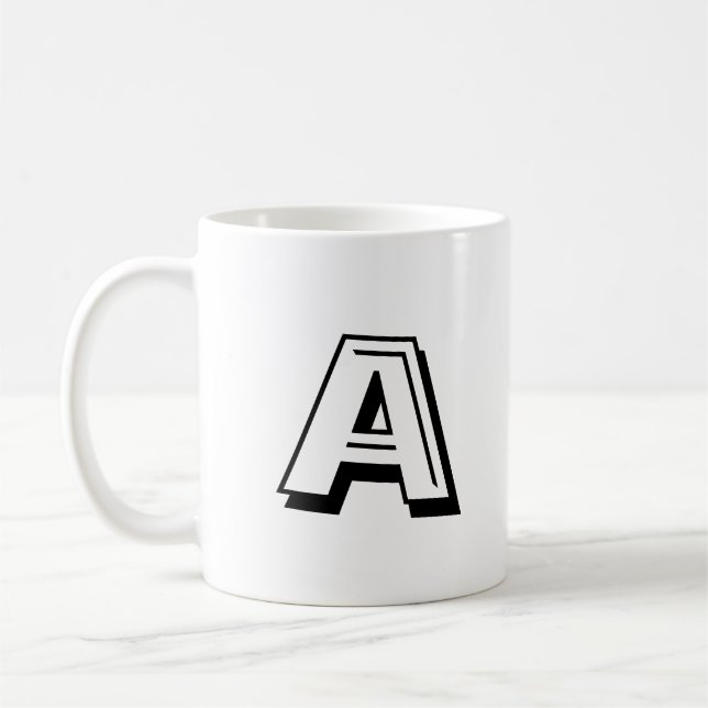 Customize, personalize Alphabet letter black white Coffee Mug (Left)
