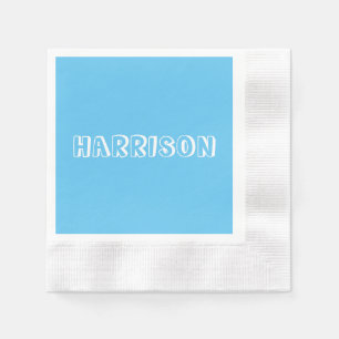 Customize, personalize Birthday Name, text Blue Napkin