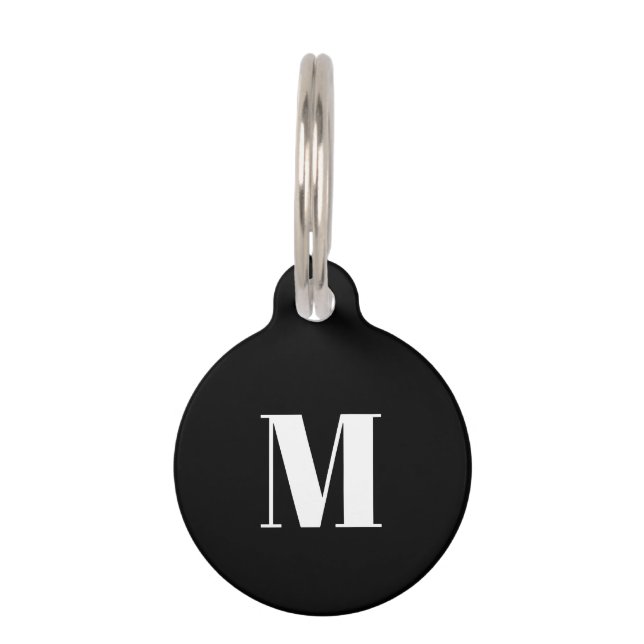 Customize, personalize Black white dog, pet Name Tag (Front)