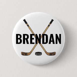 Customize Personalize Hockey Name Hockey Flare 2 Inch Round Button