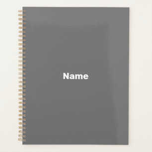 customize, personalize it with name dark grey planner
