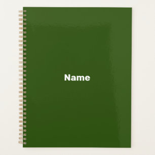 customize, personalize it with name, forest green planner