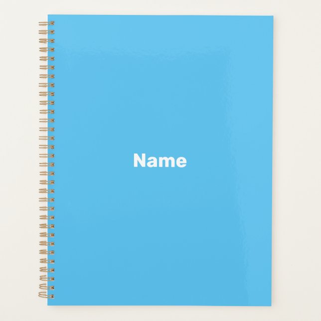 customize, personalize it with name turquoise blue planner (Front)