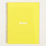 customize, personalize it with name, yellow white planner<br><div class="desc">Minimalist yellow custom text,  year,  name,  monogram,  initials simple elegant personalized Planner.
Custom white text on yellow plain solid colour background.</div>