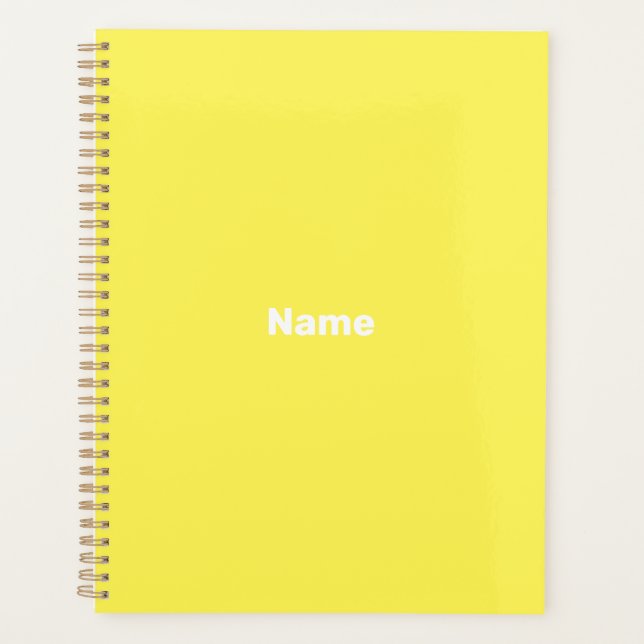 customize, personalize it with name, yellow white planner (Front)