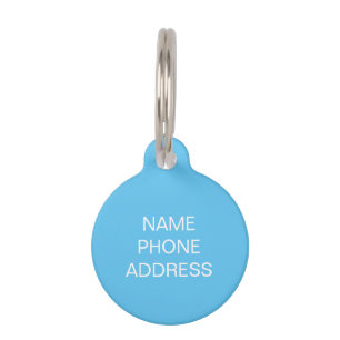 Customize, personalize light blue, white dog Name Pet Tag