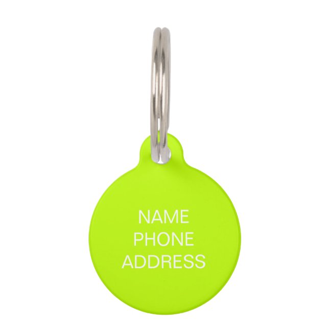 Customize personalize lime dog pet Name ID Tag (Front)