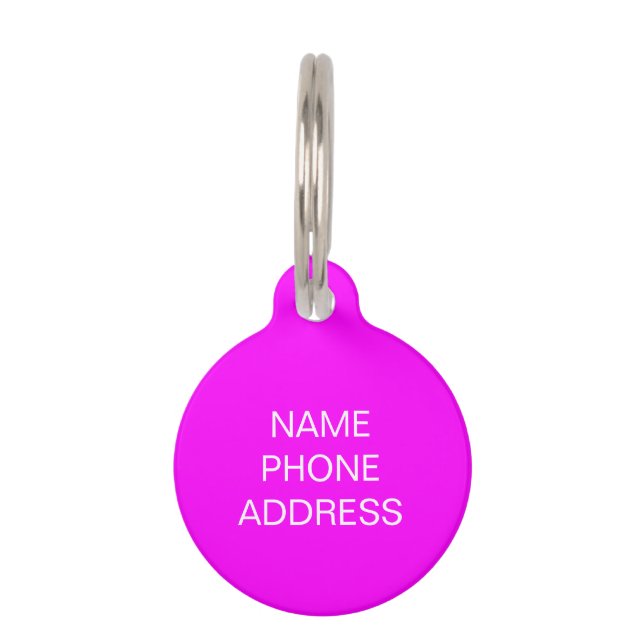 Customize personalize magenta dog pet Name ID Tag (Front)