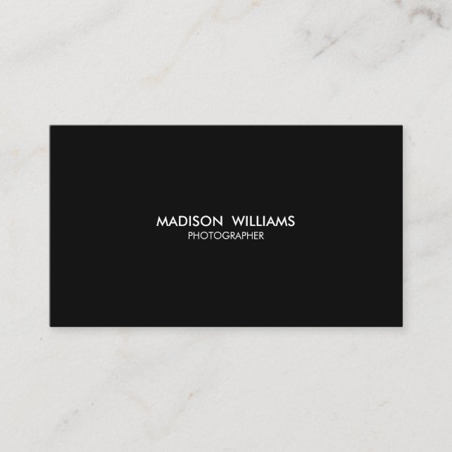 Customize personalize minimalist elegant Black Business Card (Front)