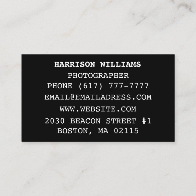Customize personalize minimalist elegant black business card (Front)