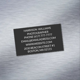 Customize personalize minimalist elegant black 	Magnetic business card