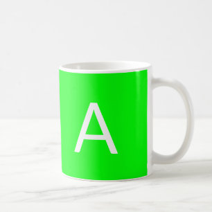 Customize, personalize monogram initial neon green coffee mug