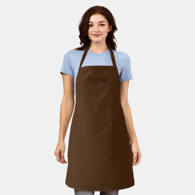Customize personalize NAME monogram brown black Apron (Worn)