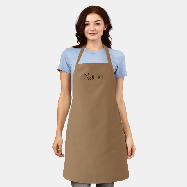 Customize personalize NAME monogram brown black Apron (Worn)