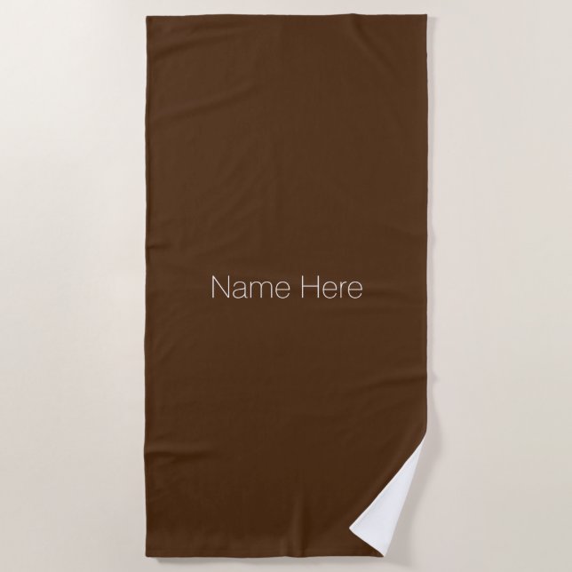 Customize personalize name monogram brown white beach towel (Front)