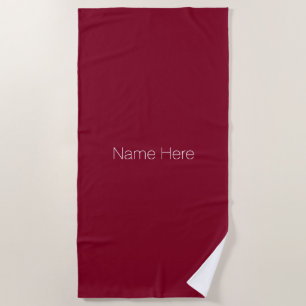 Customize personalize name monogram burgundy white beach towel