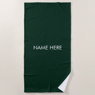 Customize personalize name monogram dark green beach towel