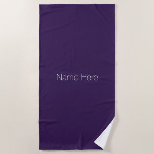 Customize personalize name monogram dark violet beach towel