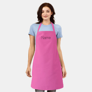 Customize personalize NAME monogram hot pink black Apron