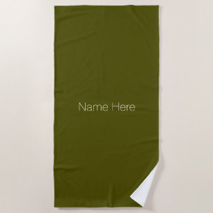Customize personalize name monogram olive moss beach towel