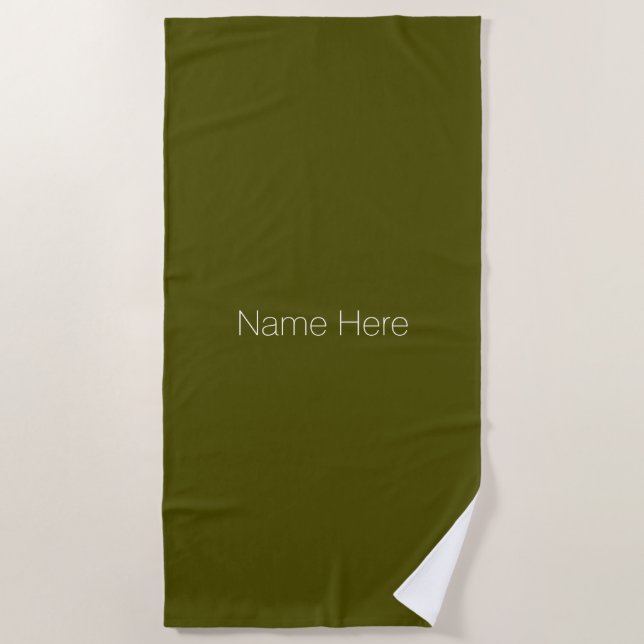Customize personalize name monogram olive moss beach towel (Front)