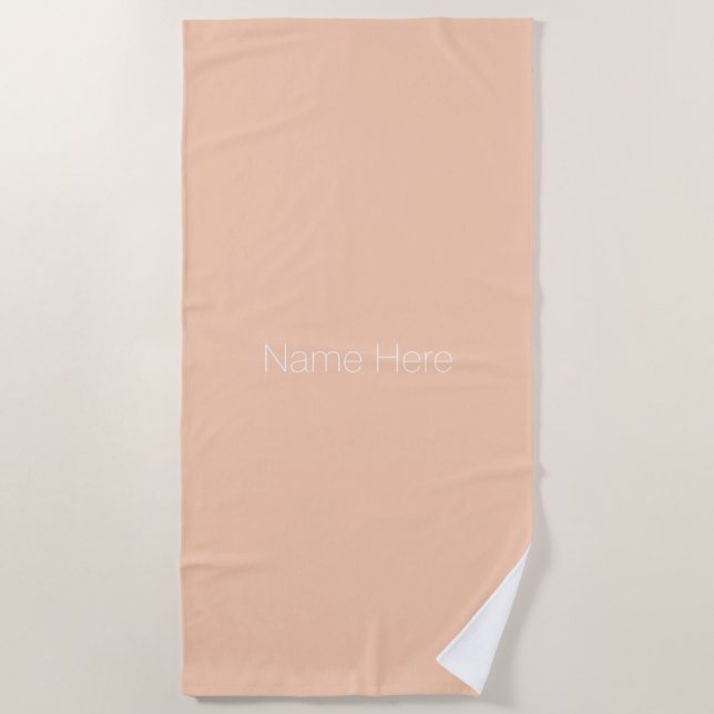 Customize personalize name monogram pastel apricot beach towel (Front)