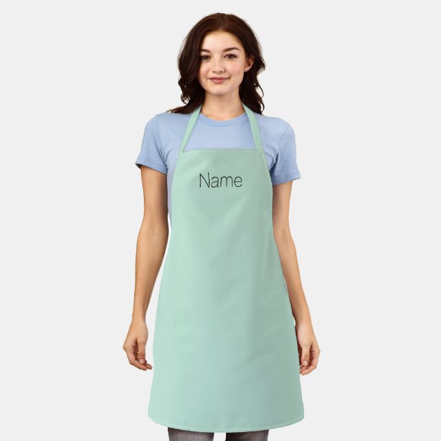 Customize personalize NAME monogram seafoam green Apron (Worn)