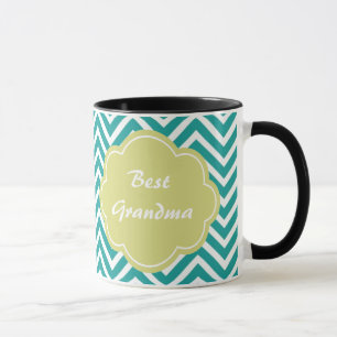 Customize, personalize teal and lime chevron mug