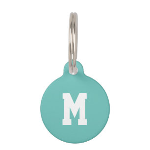 Customize, personalize teal white dog, pet Name Tag