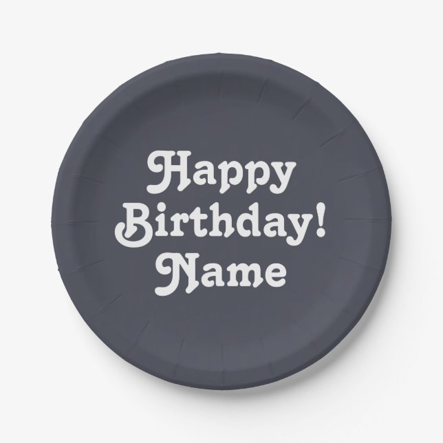 Customize personalize w/ Name and photo Birthday Paper Plate (Front)