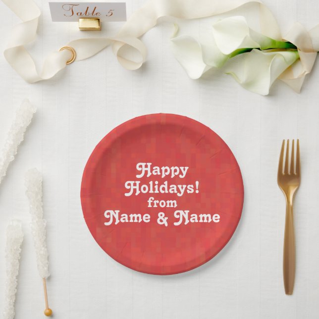 Customize personalize w/ Name and photo Holidays Paper Plate (Wedding)