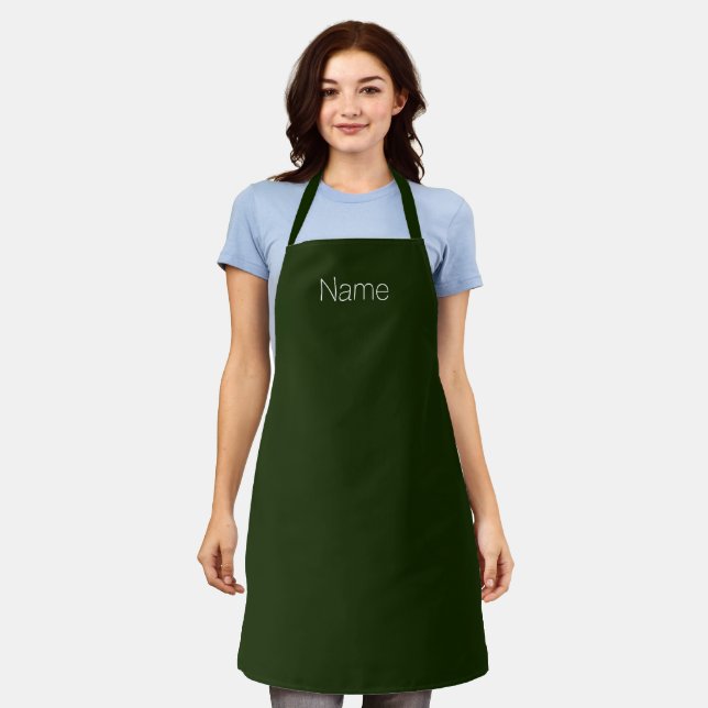 Customize personalize w/ NAME monogram dark green Apron (Worn)