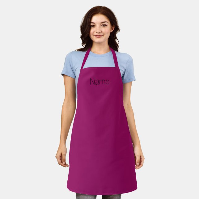 Customize personalize w/ NAME monogram plum wine Apron (Worn)