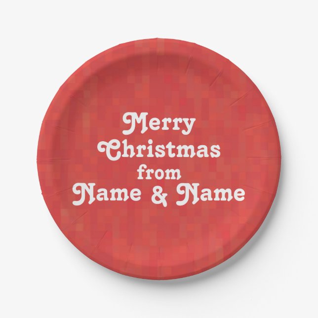 Customize personalize w/ Name, photo Christmas Paper Plate (Front)