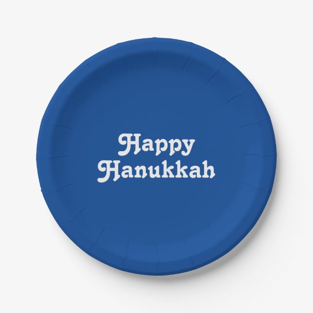 Customize personalize w/ text, Hanukkah Paper Plate (Front)