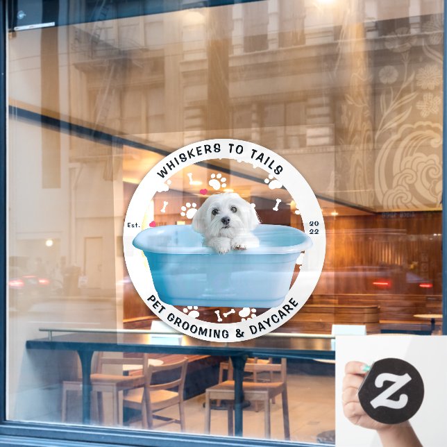 Customize Pet Grooming Shop Business Large  Window Cling (Cafe Window)