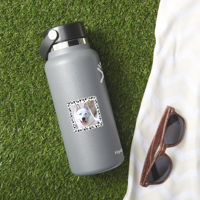 Customize Pet Photo Dog Paw Prints in Hearts Frame (HydroFlask Insitu)