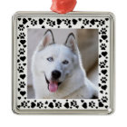 Customize Pet Photo Dog Paw Prints in Hearts Frame