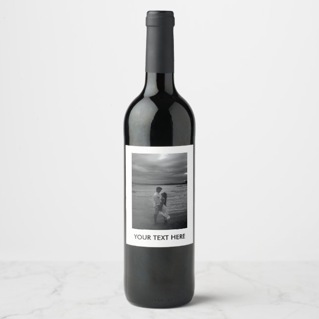 Customize Photo and Text  Wine Label (Front)
