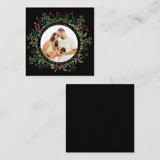 Customize Photo Botanical Greenery Christmas Card (Front/Back)