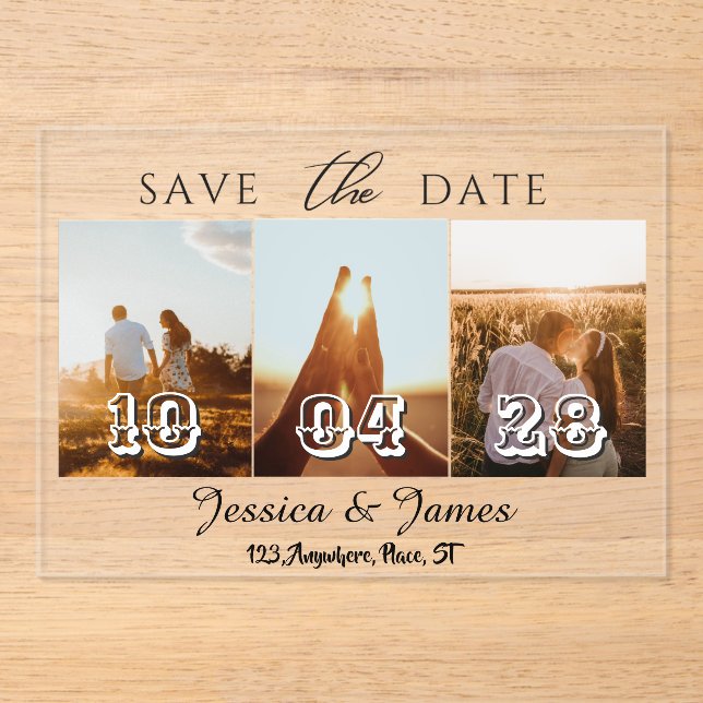Customize Photo Personalized Save the Date Acrylic Invitations (Front)