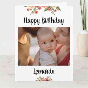 Customize Photo Personalized Script Birthday Card