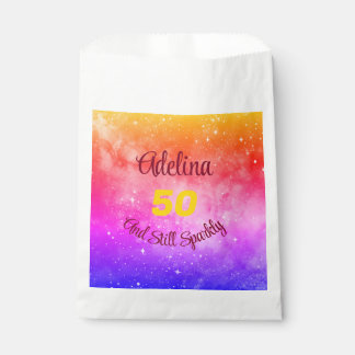 Customize Phrase Name and Age Pink Purple Yellow Favour Bag