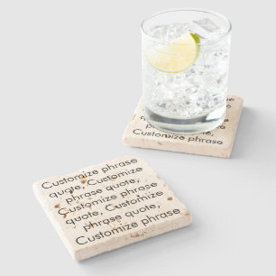 Customize phrase quote, elegant black letters stone coaster
