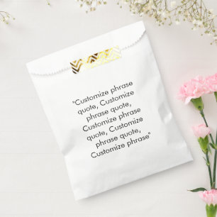 Customize phrase quote, elegant black white favour bag