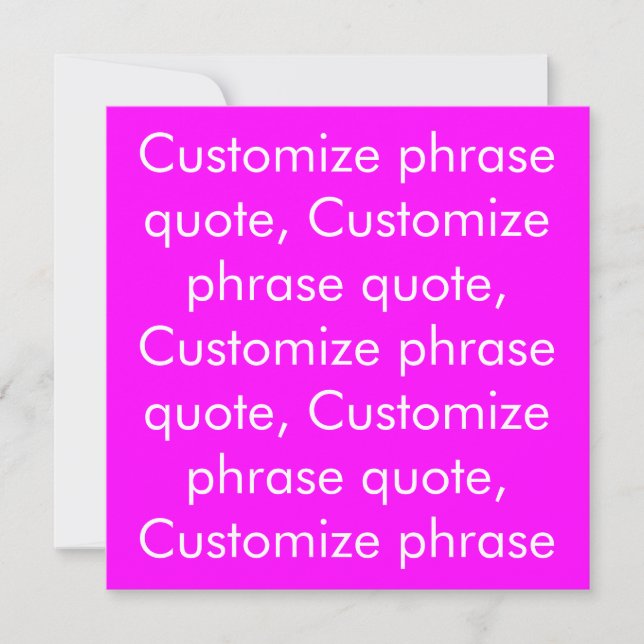 Customize phrase quote, modern magenta white card (Front)