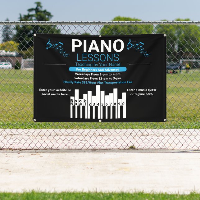 Customize Piano Lessons Music Teacher Yard Banner (Insitu)